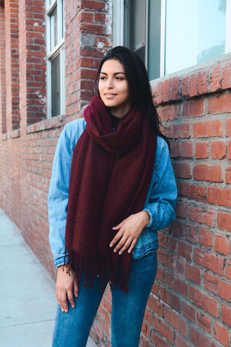 Soft Textured Tassel Scarf Scarves