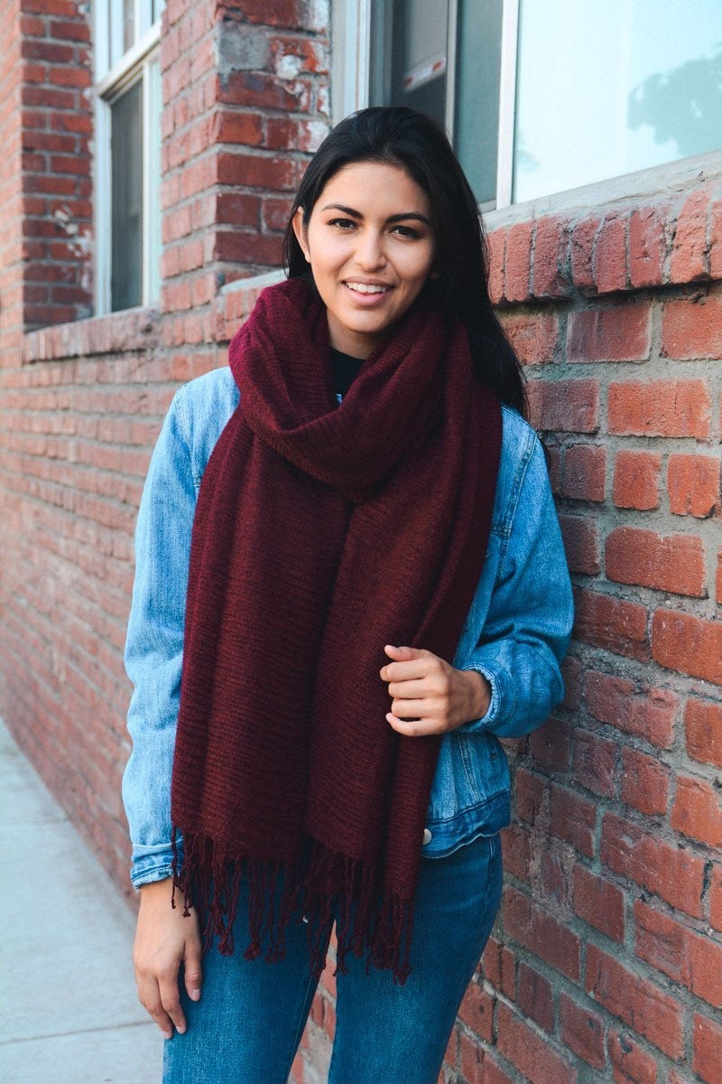 Soft Textured Tassel Scarf Scarves