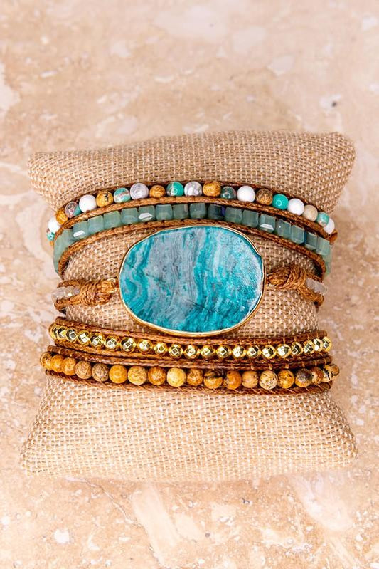 Willow Wrap Bracelet Turquoise + Imperial Jasper - Liv Rocks Energy Healing Crystals Shop, Gems + Wholesale Sage