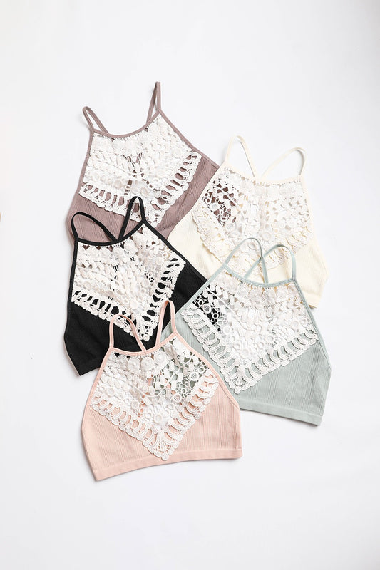 high neck crochet bralette