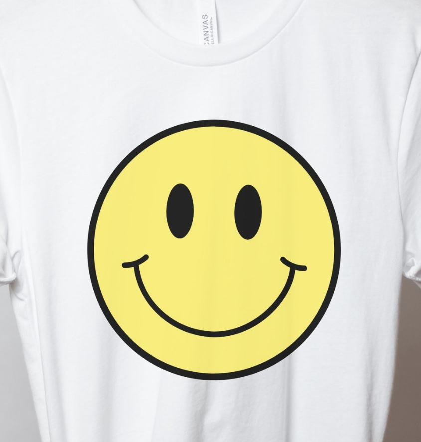 Smiley Face T-Shirt - Happy Face Graphic Print Shirts - Liv Rocks Energy Healing Crystals Shop, Gems + Wholesale Sage